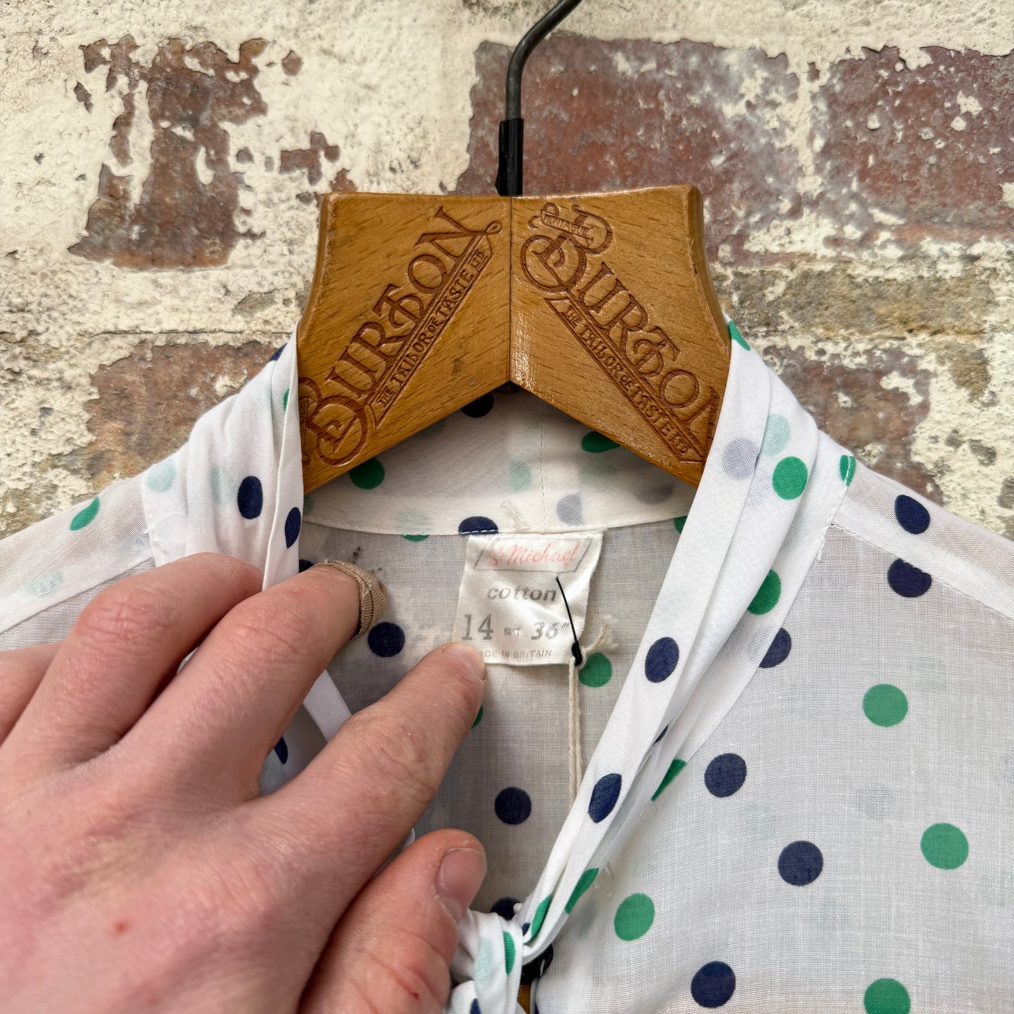 1980s White St Michael’s Polka Dot Blouse Shirt