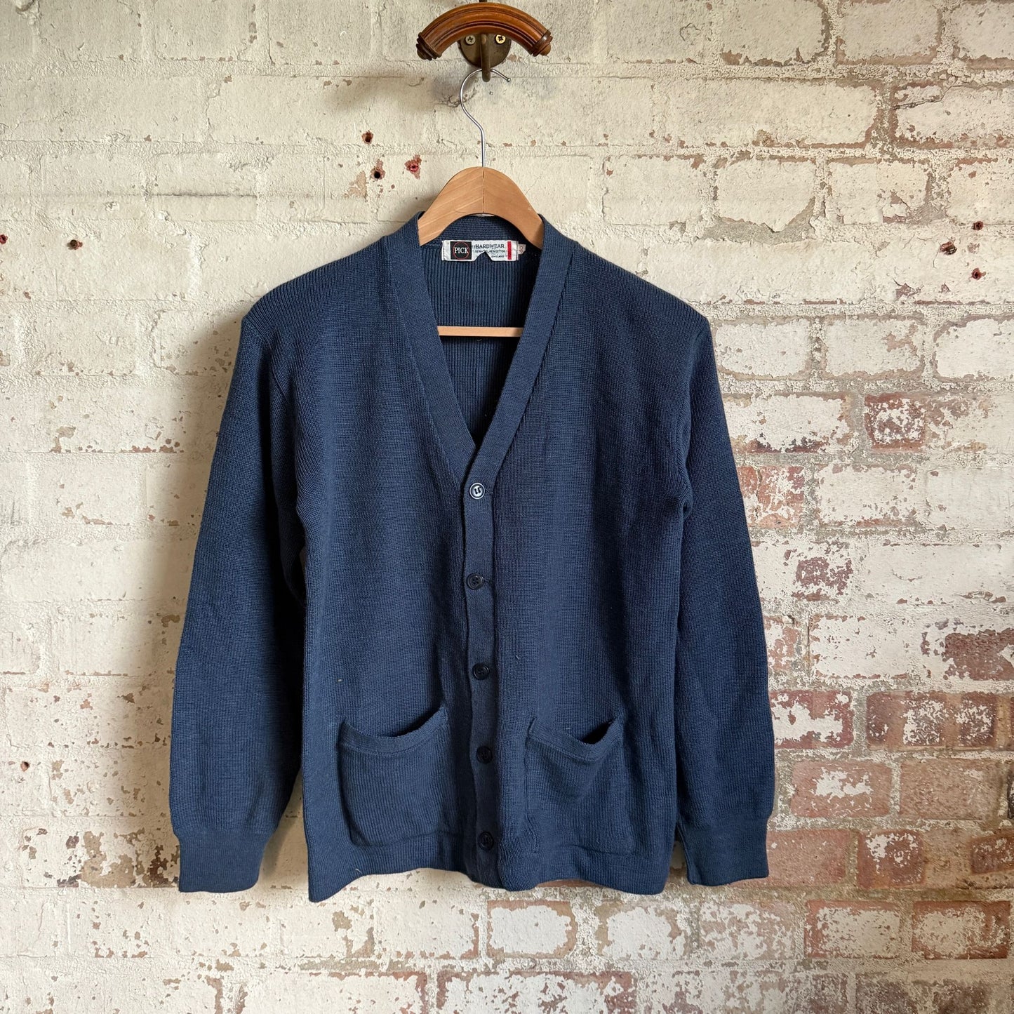 1960s Grey British Wool Knitted Cardigan Jumper