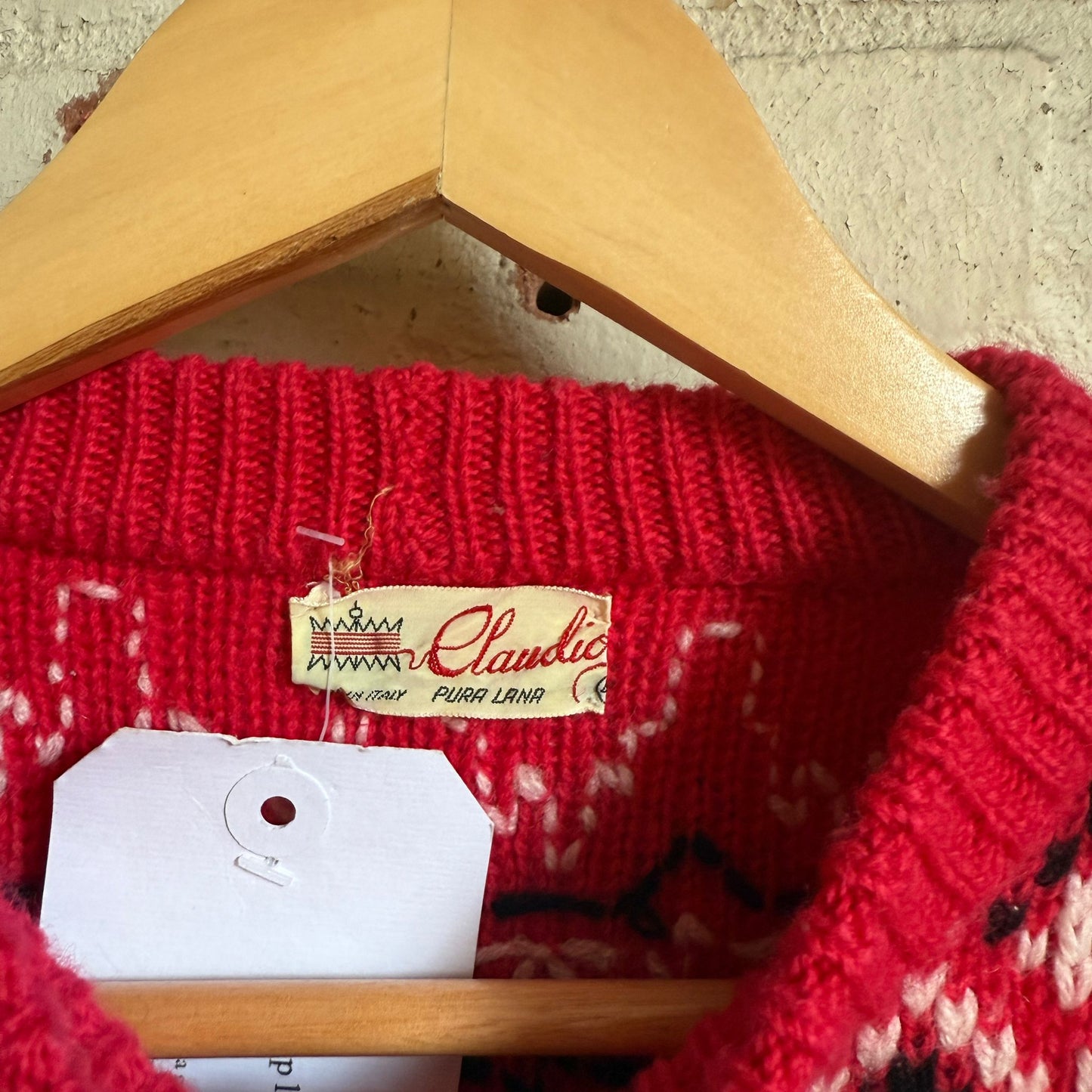1970s Red Knitted Italian Aztec Knitted Jumper