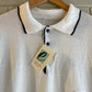 1970s White Italian Dead Stock Knitted Polo Shirt Top