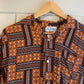 1960s Brown Patterned Rayon Button Shirt