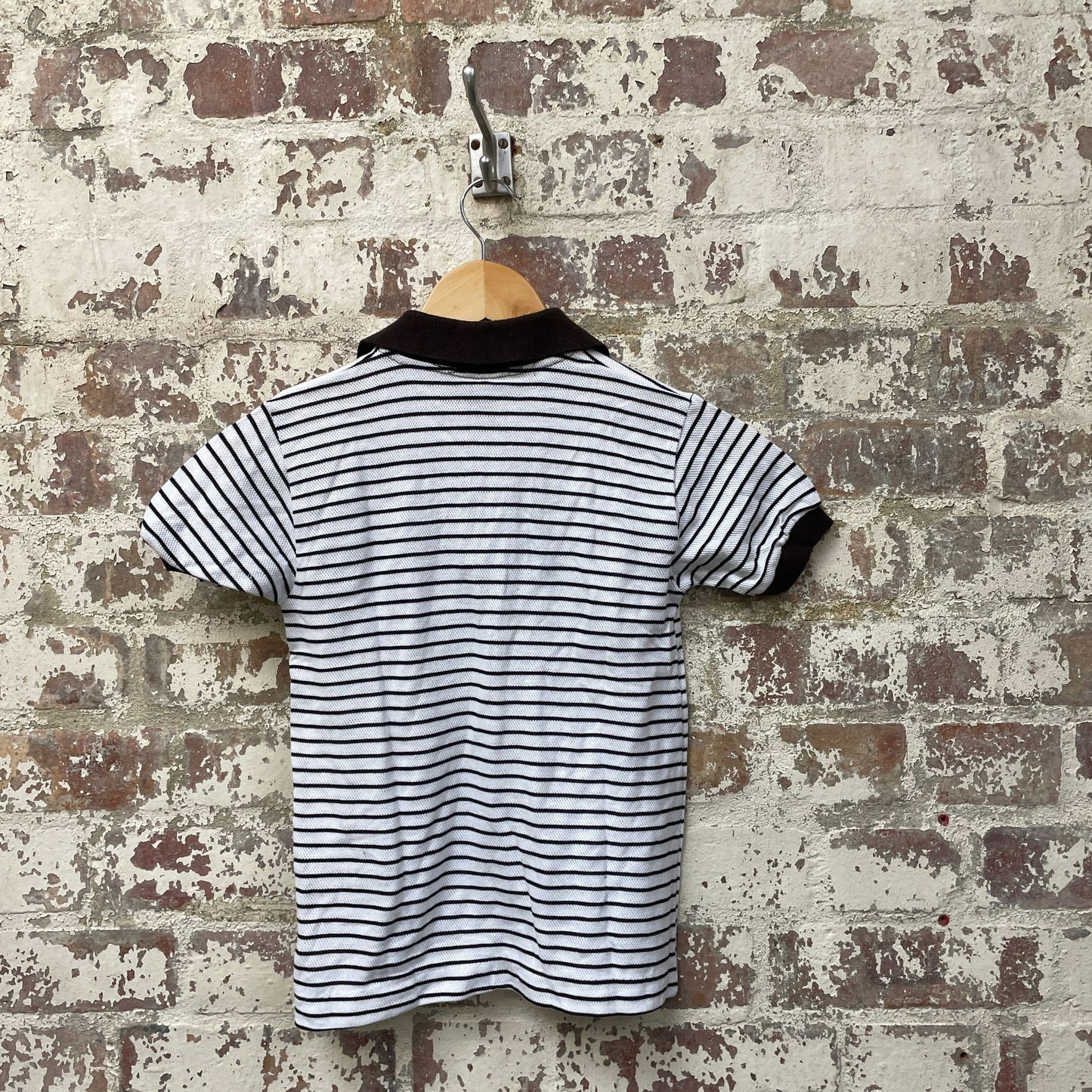 Vintage 1970s 1980s White Striped Polo Shirt Top