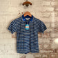 1960s 1970s Blue Patterned Dead Stock Polo Shirt Top
