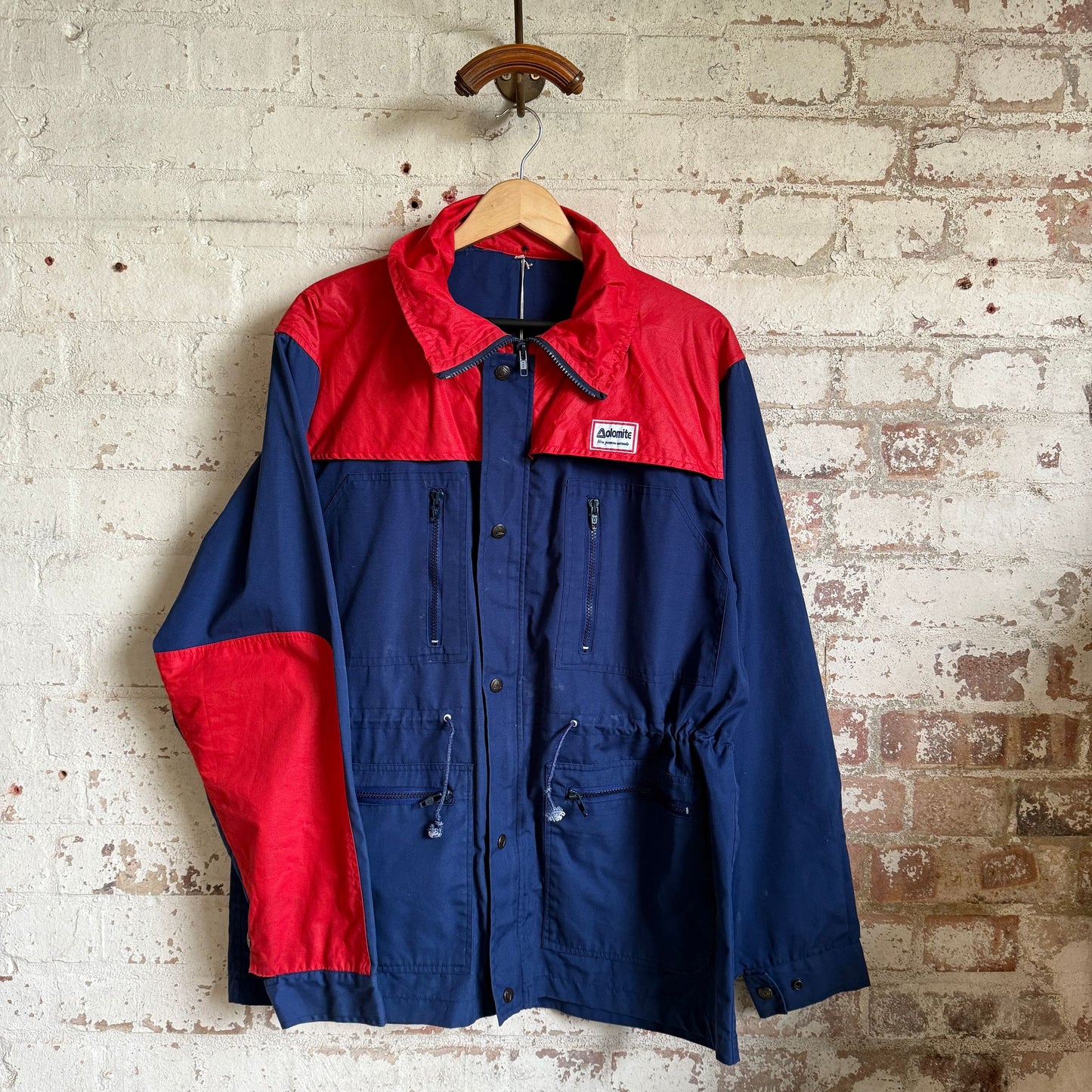 1980s Red and Navy Dolomite Ski Jacket