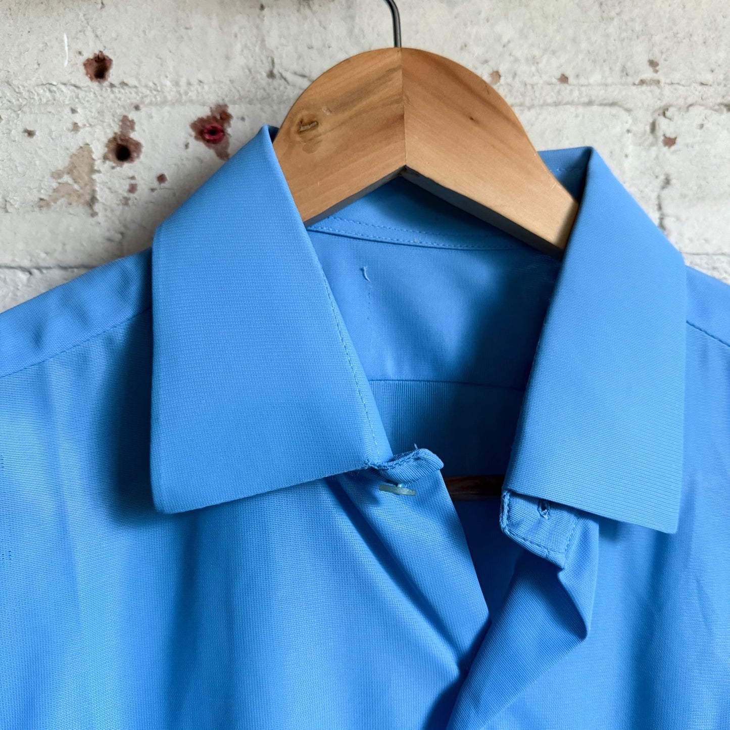 1970s Blue Polyester British Shirt