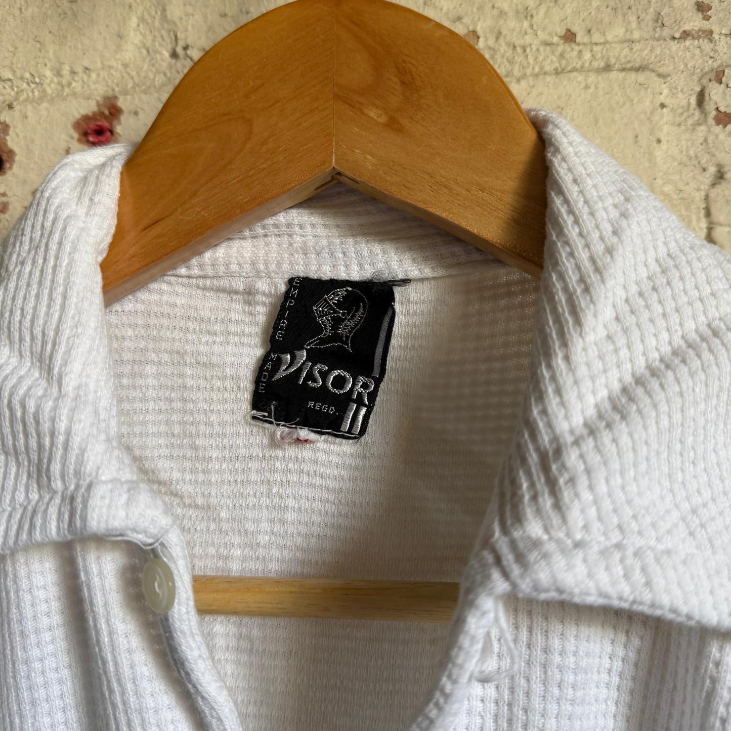 1960s White Waffle British Knitted Polo Shirt