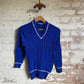 1970s Blue Knitted Cricket Style Jumper
