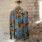 1990s Blue Patterned Maurice Emde Silk Shirt