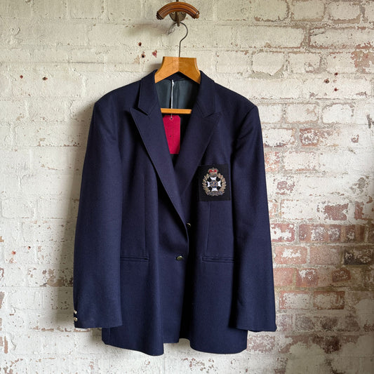 1970s Navy Double Breasted Suit Blazer Jacket