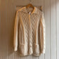 1980s Cream Cable Knitted Cardigan Jumper