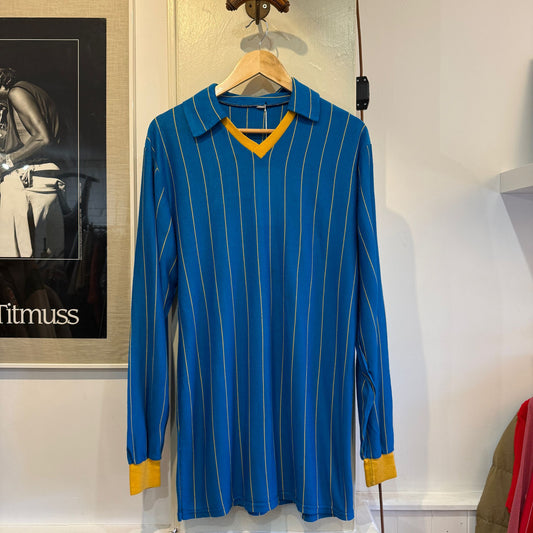 1970s Blue Striped Football Template Top