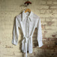 1970s White St Michaels Patterned Blouse Shirt