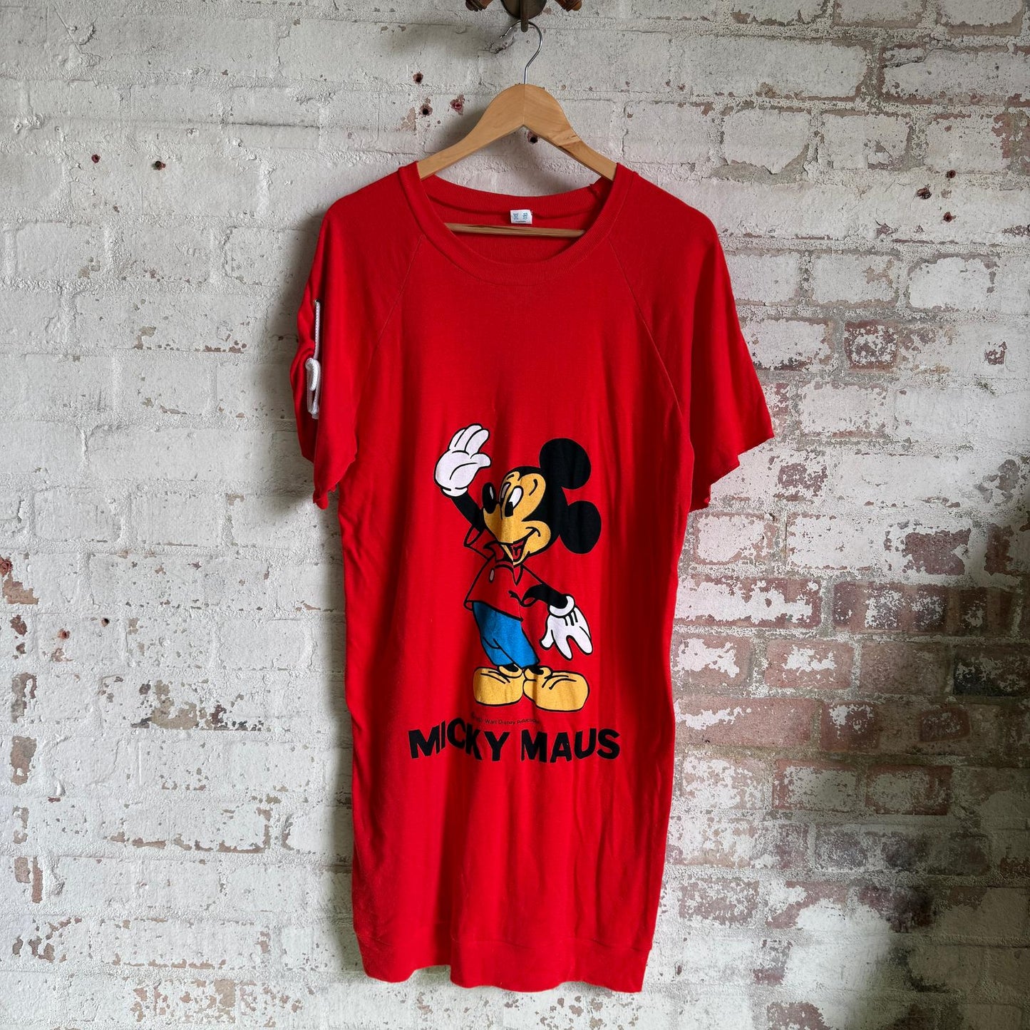 1980s Red Graphic Mickey Mouse Dress Top