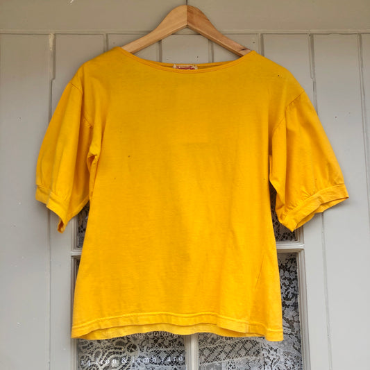 1970s Yellow Bat Wing Blank T-Shirt Top