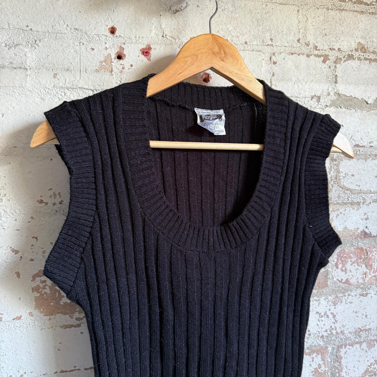 1970s Black Knitted Tank Top Sweater Vest Jumper