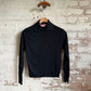 1970s Black Long-sleeve Polo Shirt Top