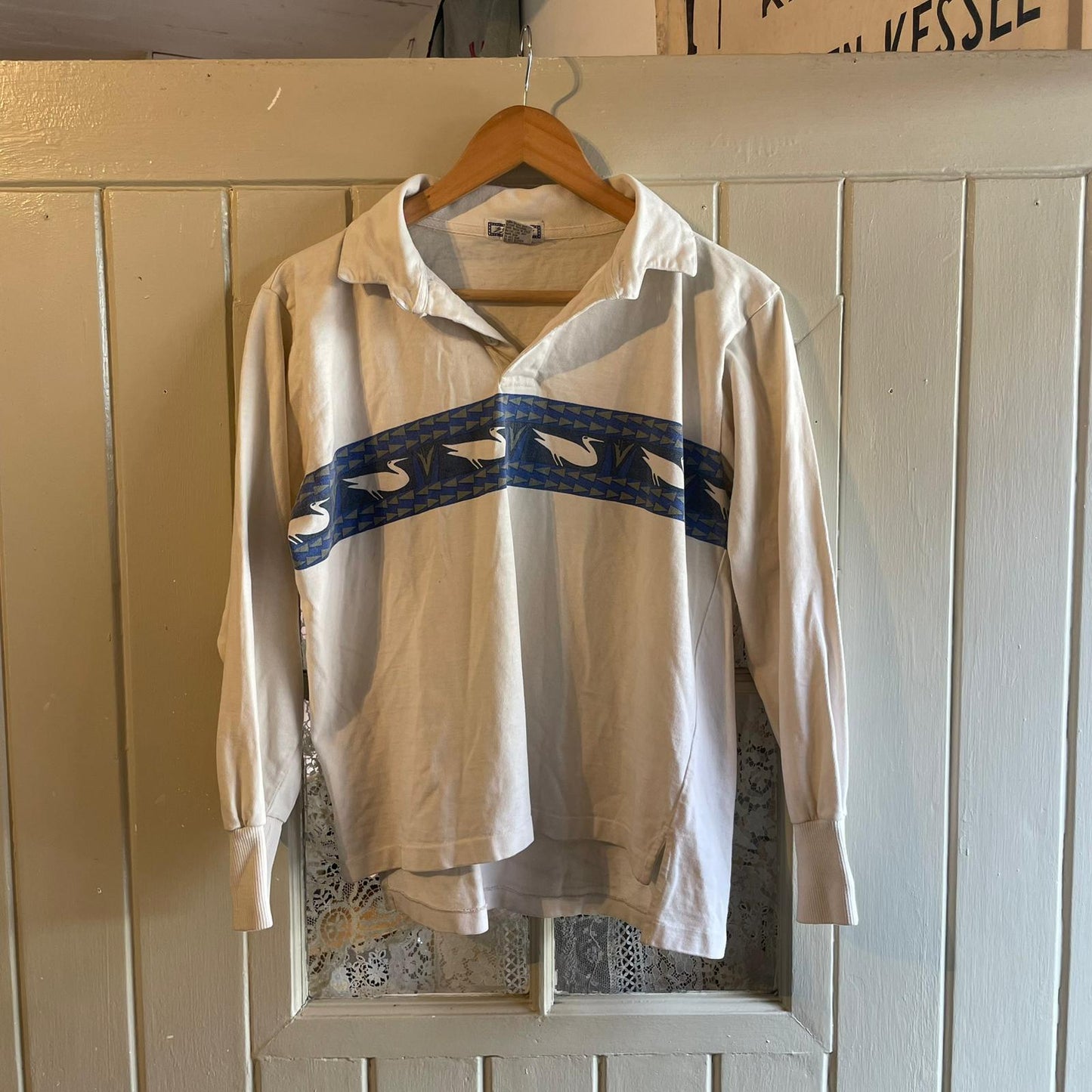 1980s White Blue Duck Rugby Shirt