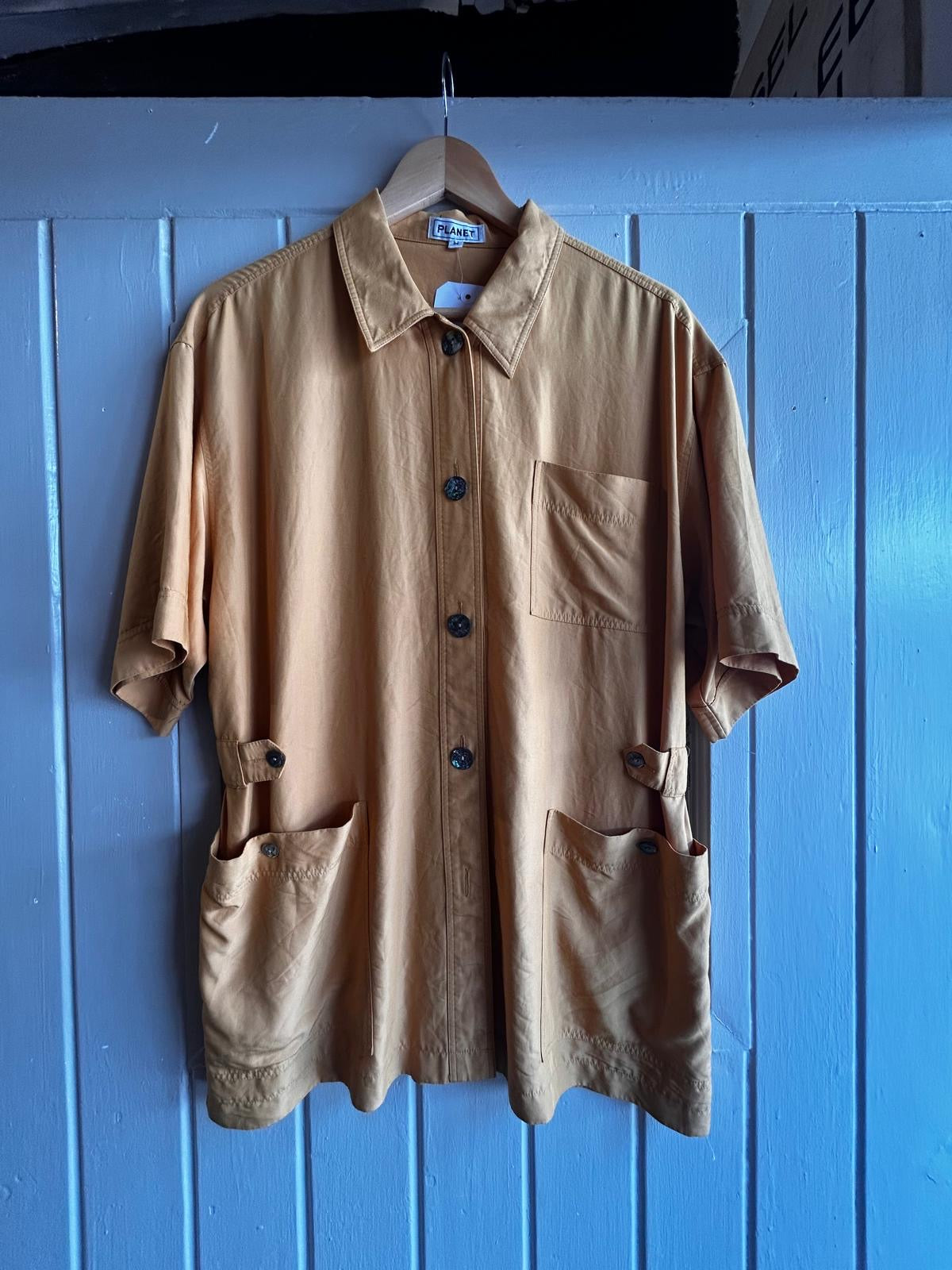 1980s Mustard yellow Unusual 'Planet' Shirt