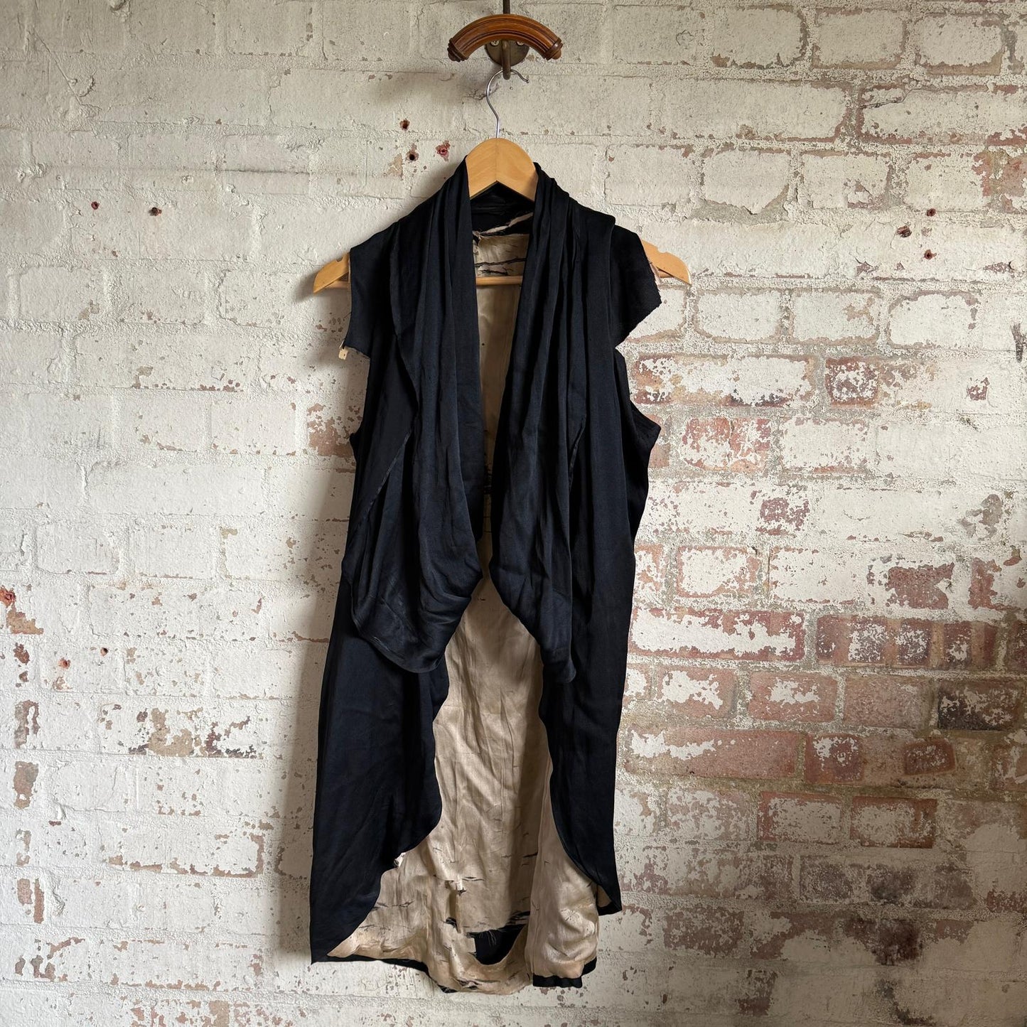 1880s 1890s Black Silk Victorian Edwardian Waistcoat Blouse