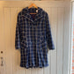 1960s Navy Window-frame Tartan Long Coat Jacket