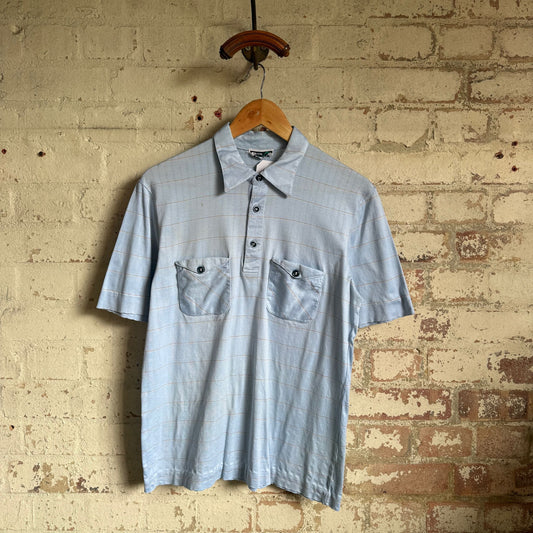 1970s Italian Blue Pocket Polo Shirt