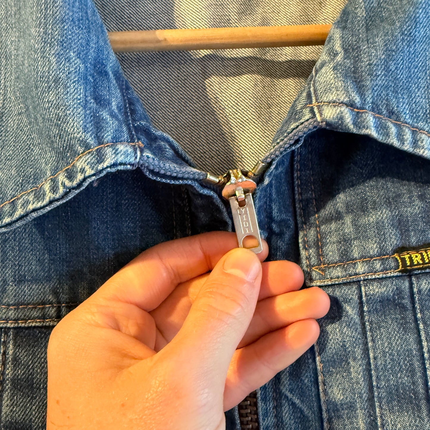 1970s Blue Denim Zip Trucker Jacket