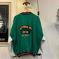 1970s 1980s Green Graphic Sweatshirt Bomber Jacket
