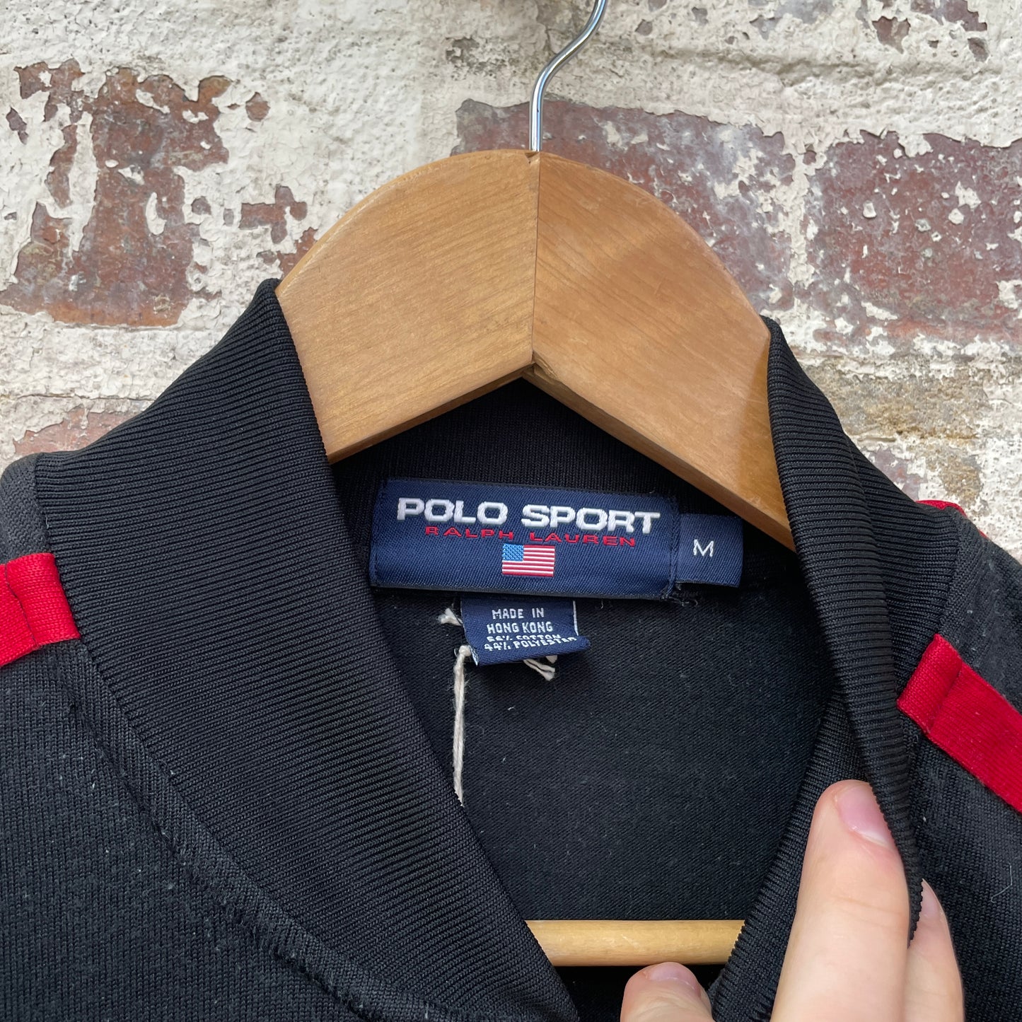 Vintage 1990s Black Polo Sport Ralph Lauren Button Up Sweatshirt Jumper