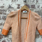 Vintage 1970s 1980s Peach Knitted Cardigan Jumper