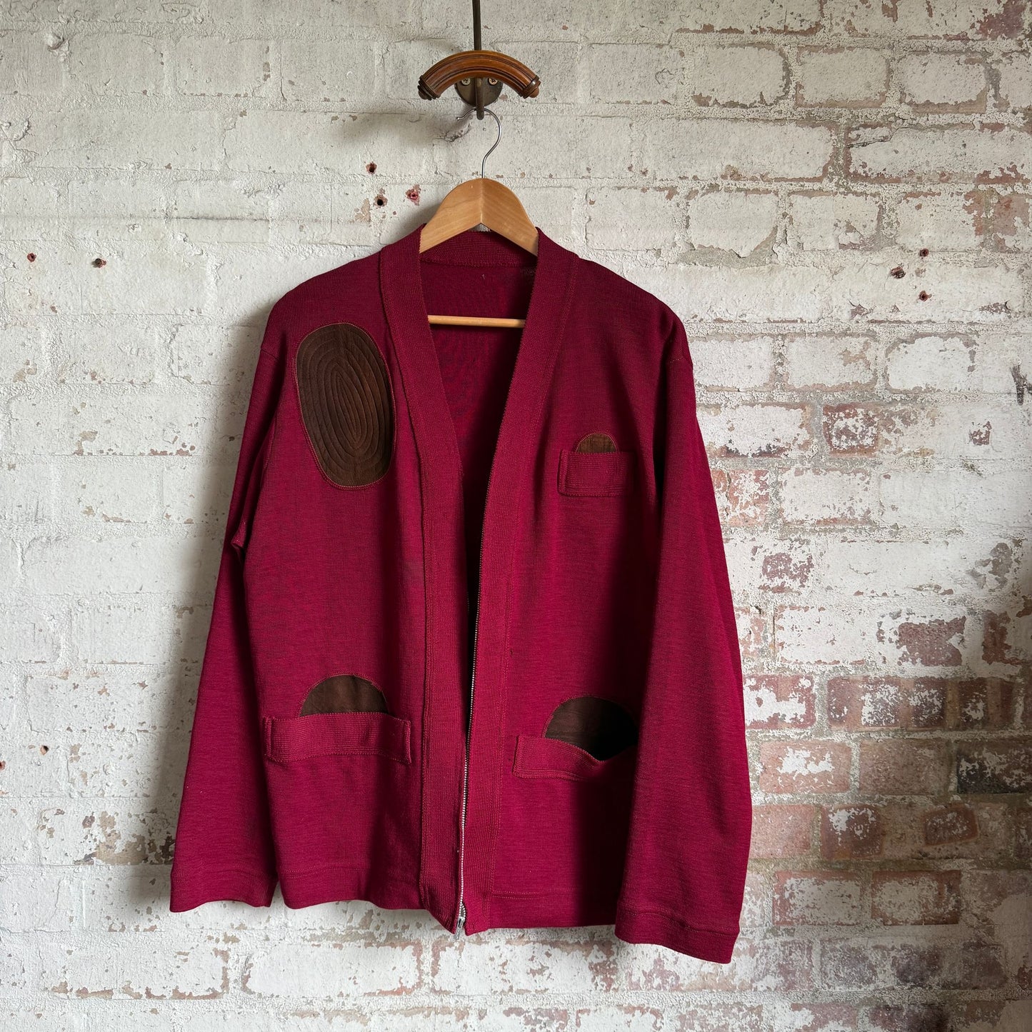 1950s Maroon Wool Shooting Cardigan Jumper