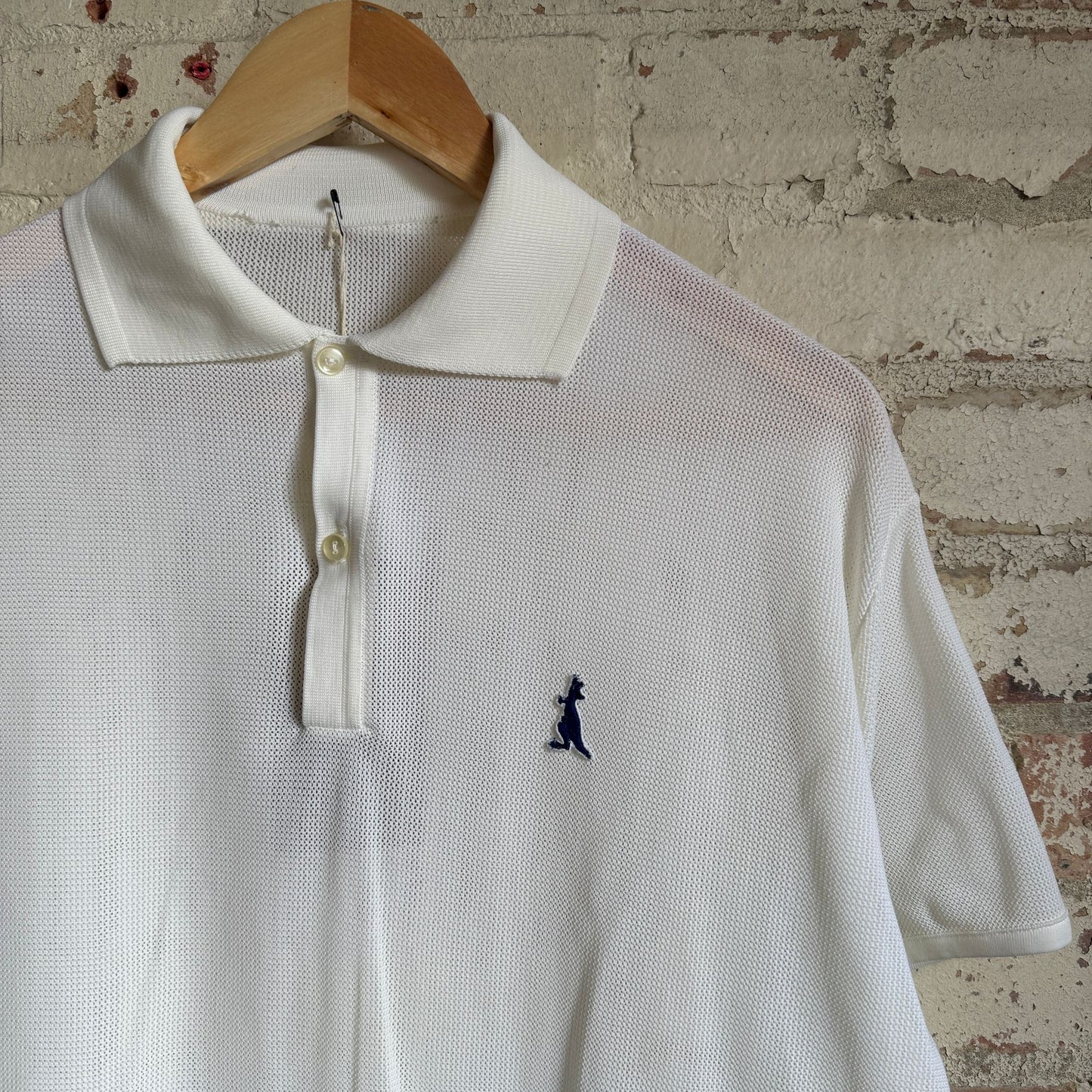 1980s White Netting Polo Shirt Top