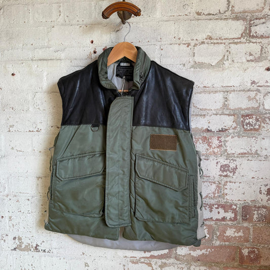 1990s Green Leather AVIREX Gilet Jacket
