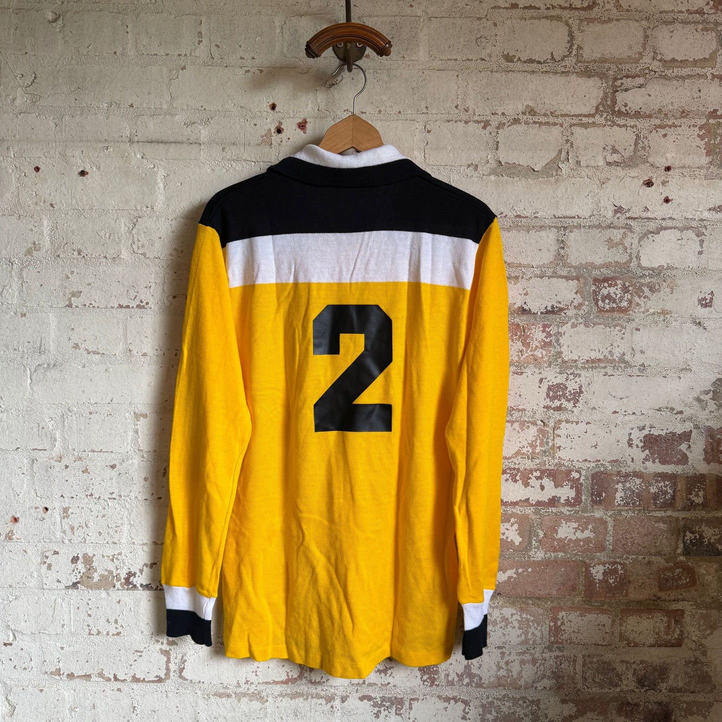 1970s Yellow Graphic Collared Football Shirt