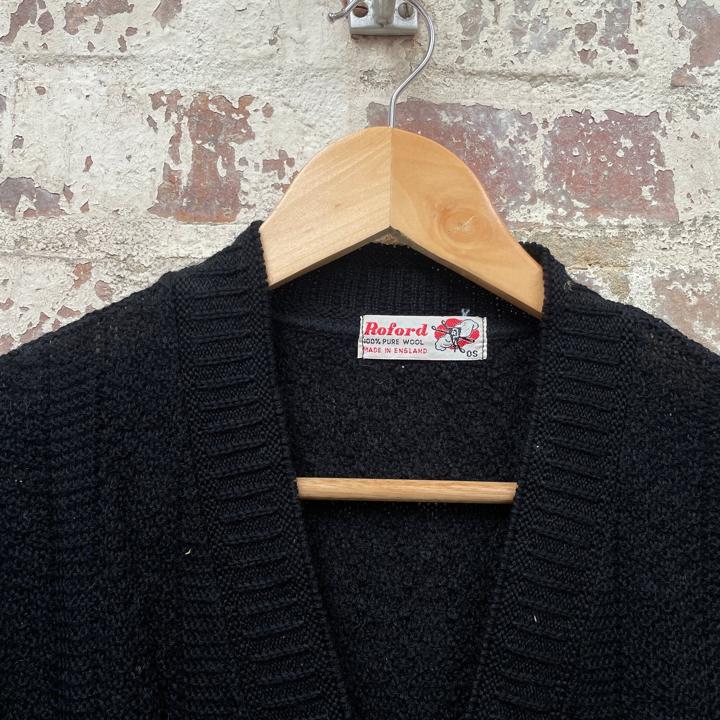 Vintage 1960s Black Knitted Deadstock Cardigan Jumper