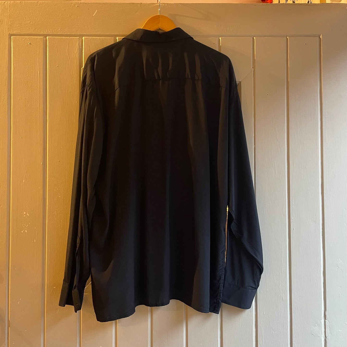 1990s Black Maurice Emde Silk Patterned Shirt