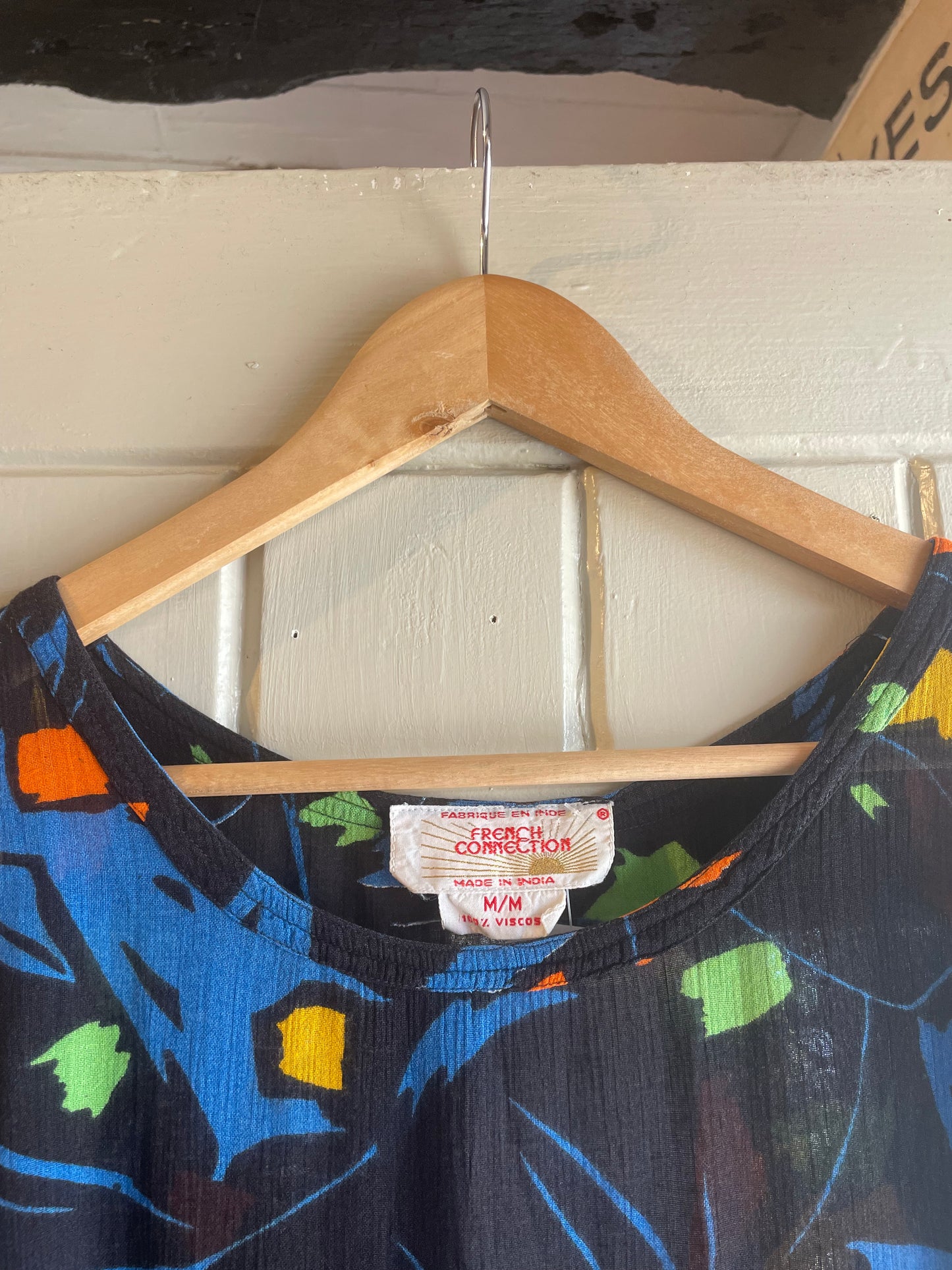 1970s Black Graphic French Connection Top