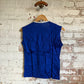 1960s Blue Rayon Low Neck T-Shirt Unusual Vest