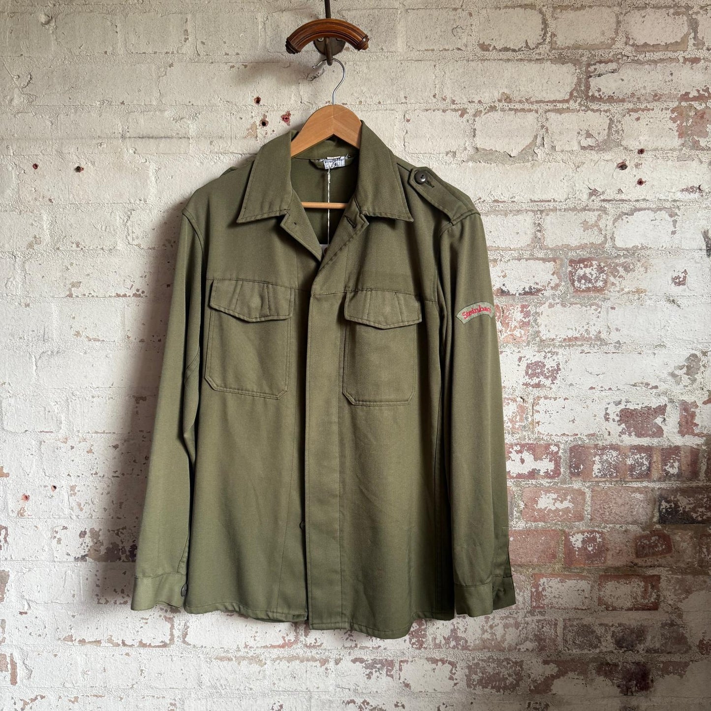 1970s Khaki Military Button Shirt Jacket
