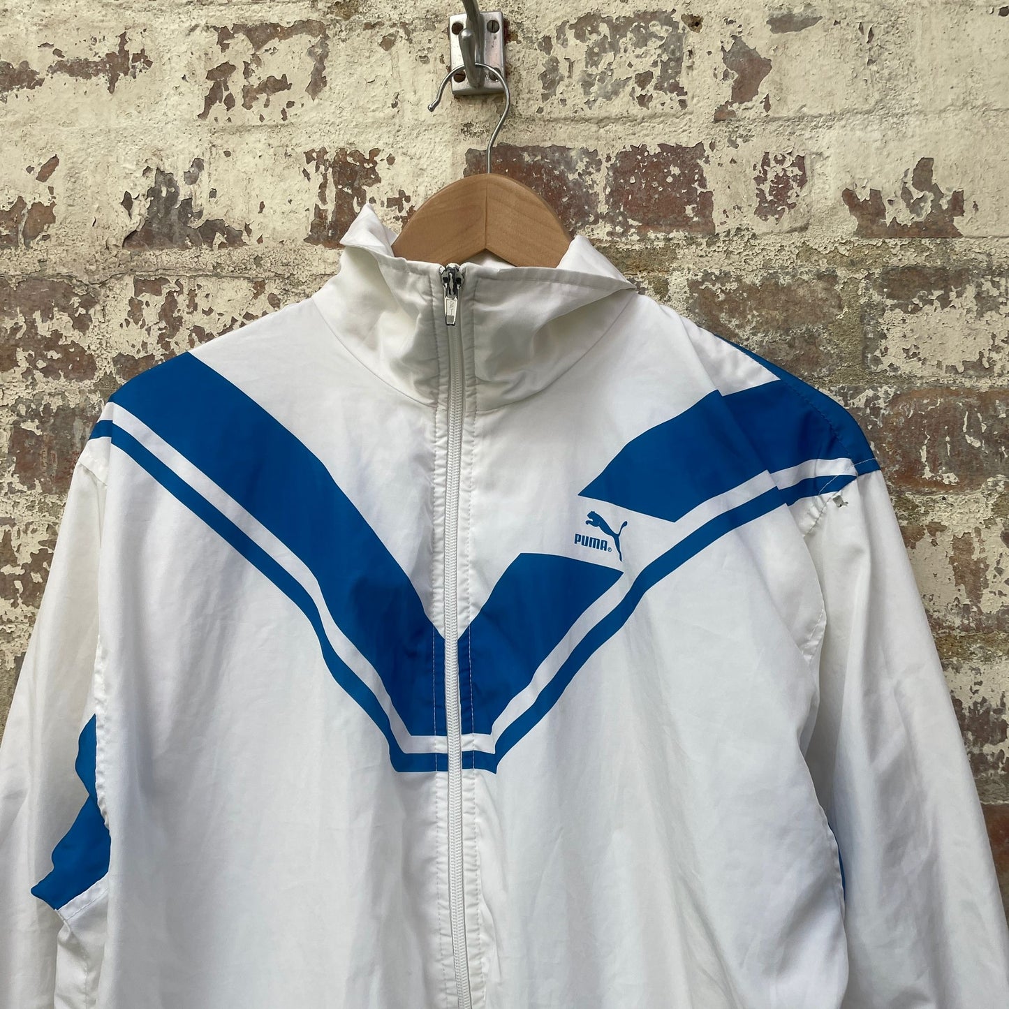 vintage 1980s White and Blue Puma Track Top zip up jacket