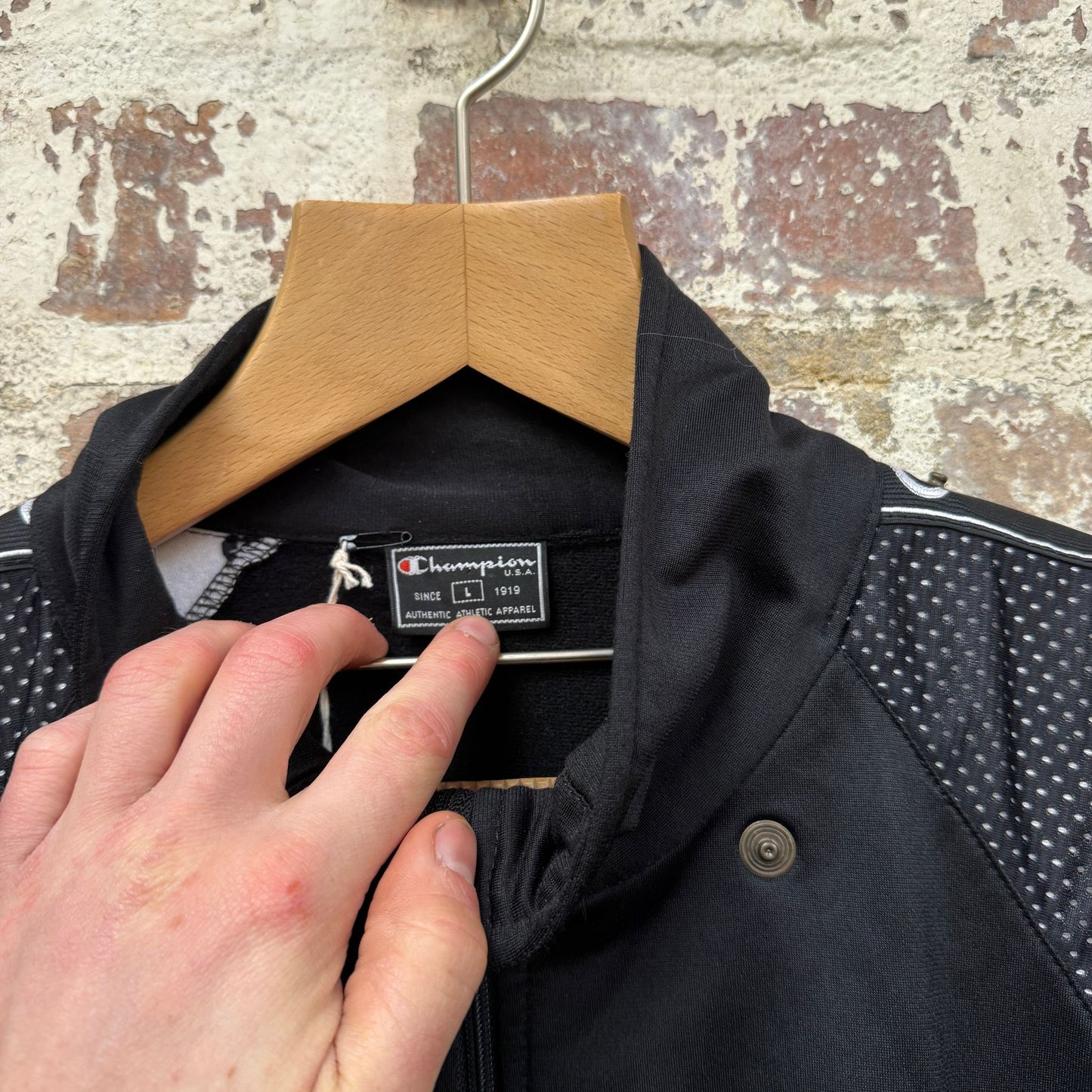 1990s Black Champion Track Top Jacket