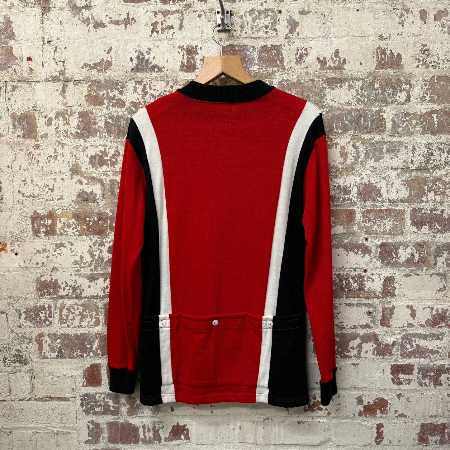 1970s Red Knitted Cycling Zip Track Top