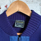 1970s Navy Knitted Denim Track Top Jumper