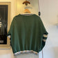 1980s Faded Green Unusual College Style Sweatshirt Jumper