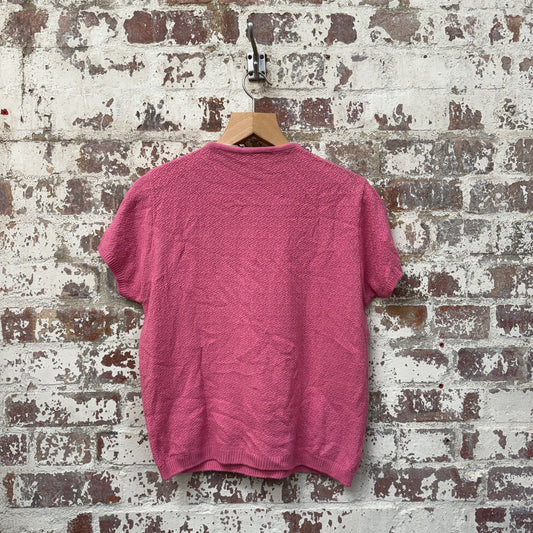 1960s Pink Wool Knitted T-Shirt Top