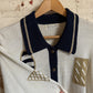 1970s White Knitted Button Collared Cardigan Jumper
