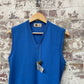 Vintage 1970s 1980s Blue Knitted Tank Top Sweater Vest Jumper