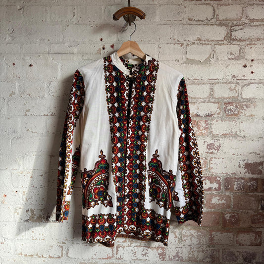1980s Patterned Tunic Shirt
