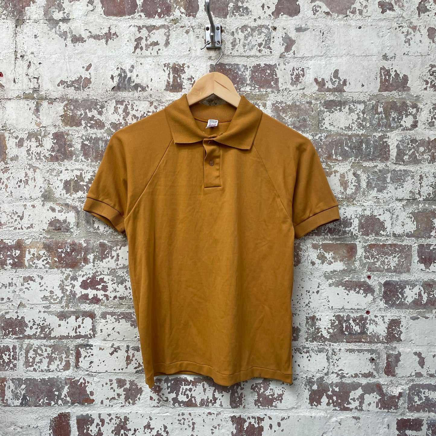 Vintage 1960s 1970s Mustard British Polo Shirt Top