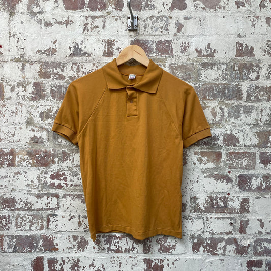 Vintage 1960s 1970s Mustard British Polo Shirt Top