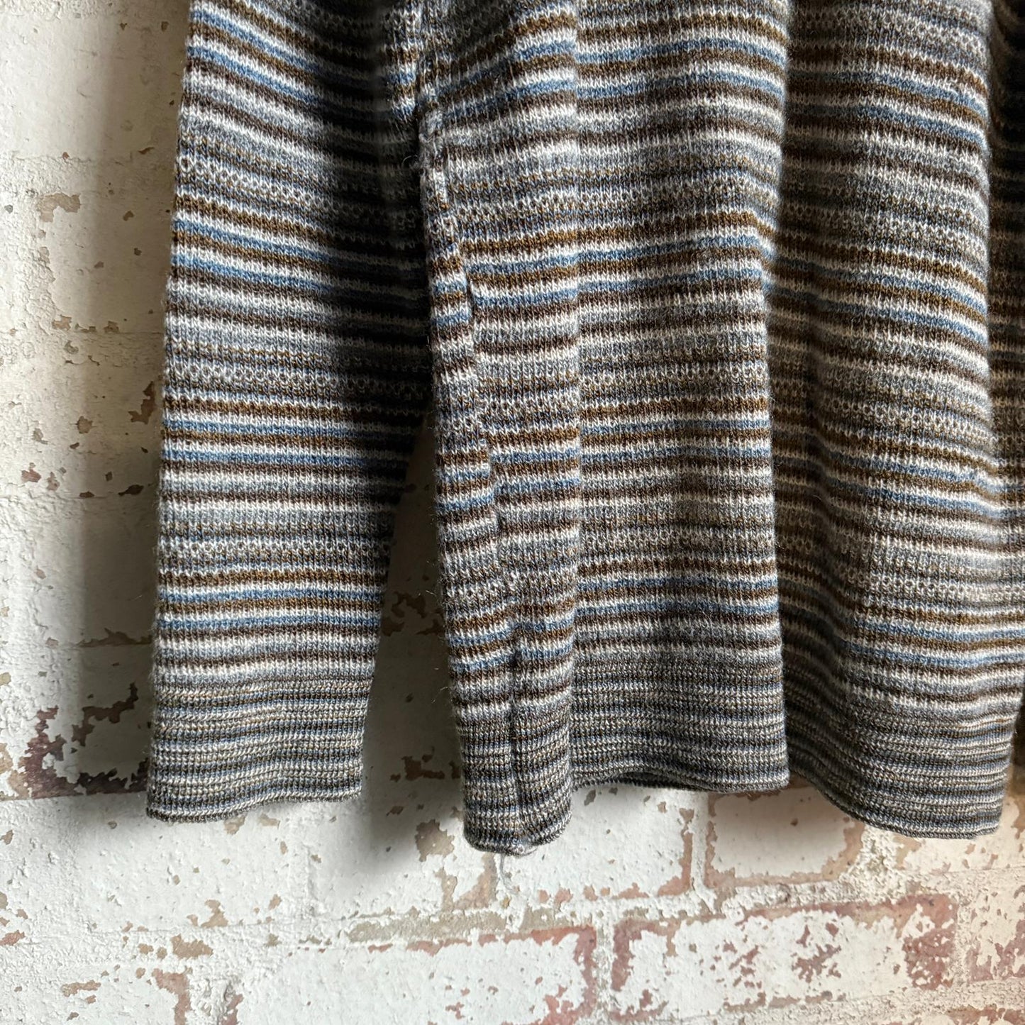 1980s Grey Striped Sergio Tacchini Knitted Jumper